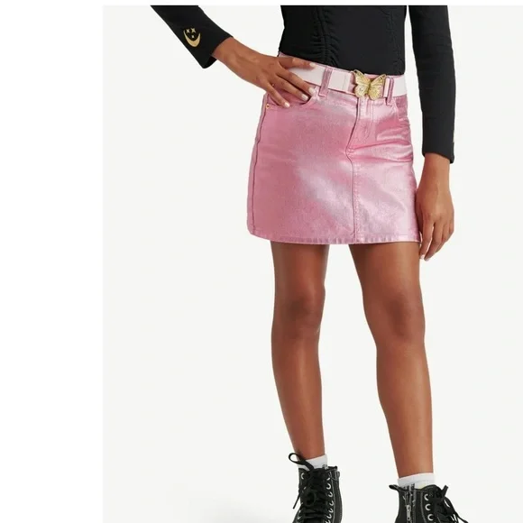 🎀Wicked x Justice Girl's Pink Shimmering Denim Skirt Skort 12yrs-14 yrs 16yrs✨ - Picture 5 of 8